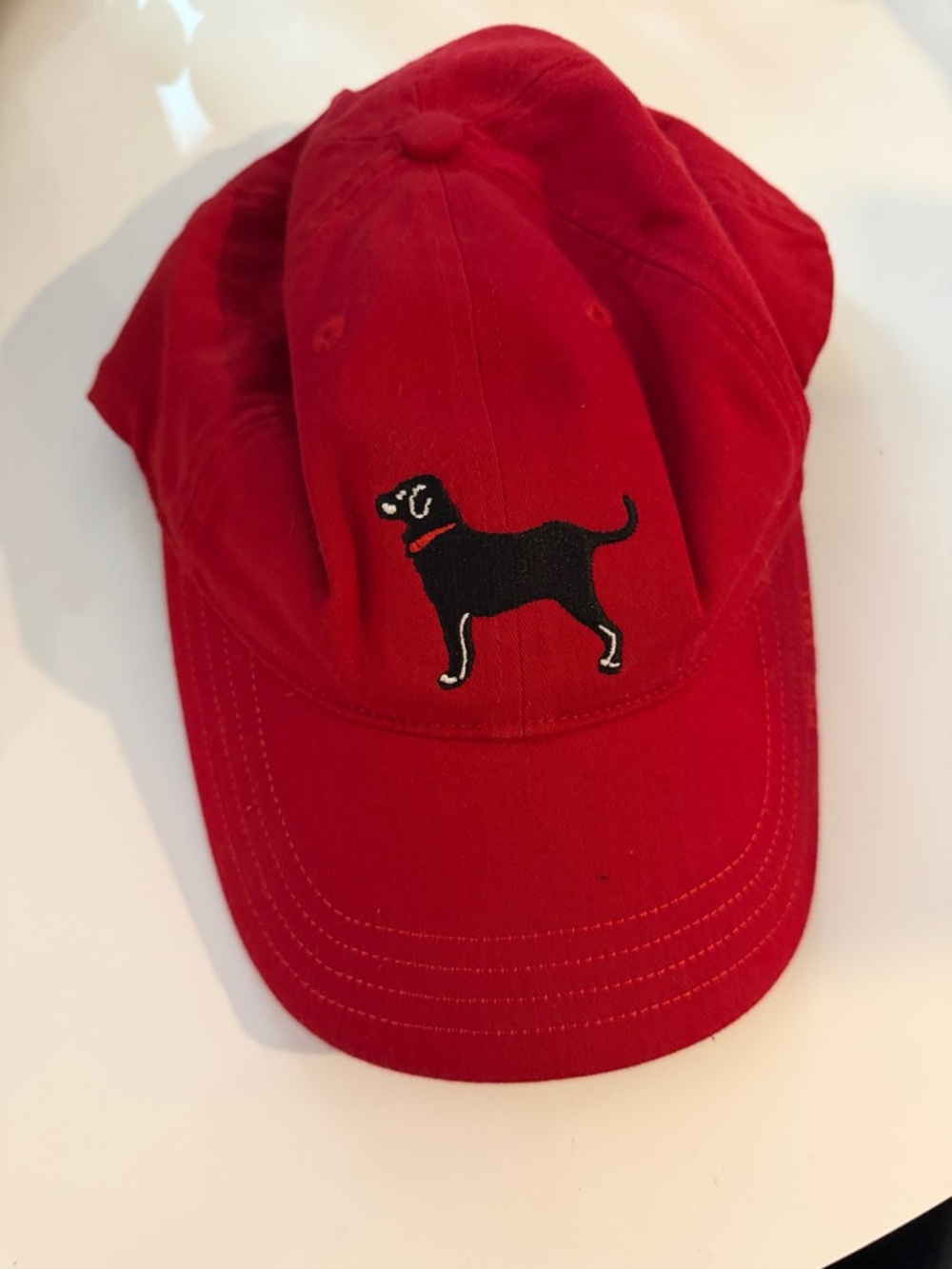 The Black Dog Red Baseball Cap with Black Dog Embroidery